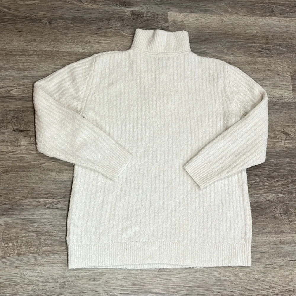 L L Bean Women’s White Cozy Cloud Sweater Quarter Zip Size Medium Lightweight - Picture 7 of 8